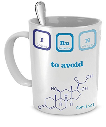 Funny Chemist Jokes - I (Iodine) Run (Ruthenium Nitrogen) To Avoid Stress - Chemist Gifts