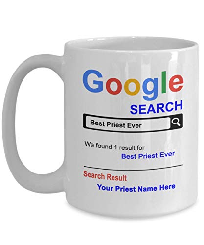 Personalized Priest Mug - Best Priest Ever Coffee Cup - Customized Name Priest Gifts - Gift for Priest - Thank you Basket gifts for Christmas Birthday Anniversary