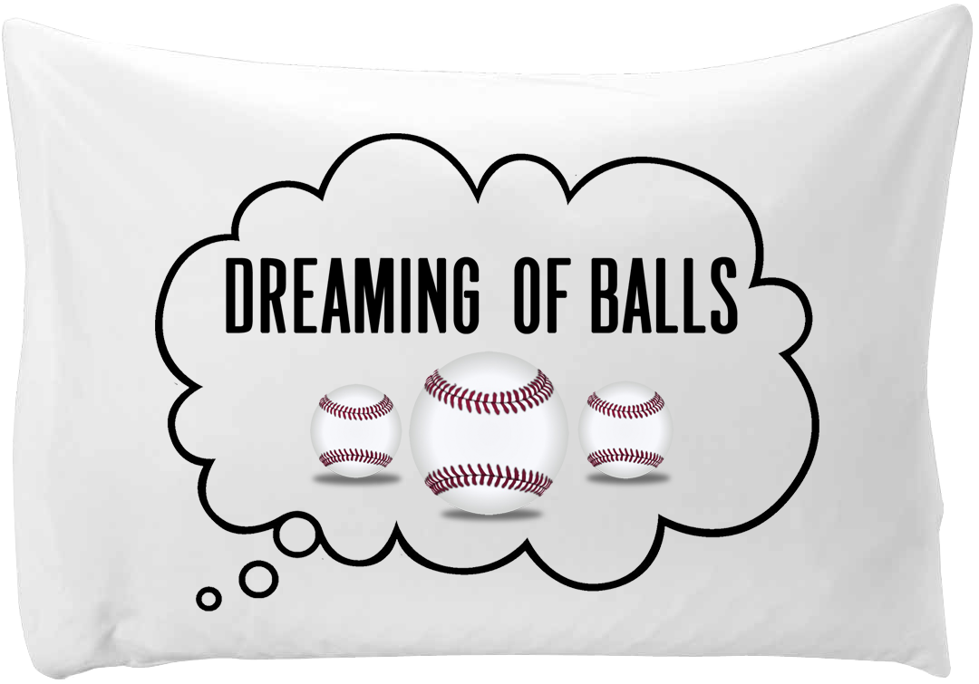 Dreaming of (base) balls - hand printed pillow case