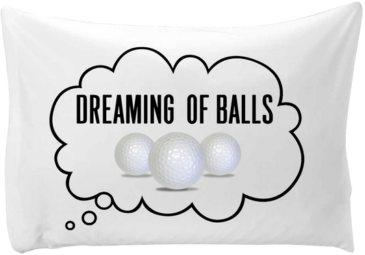 Dreaming of (golf) balls - hand printed pillow case