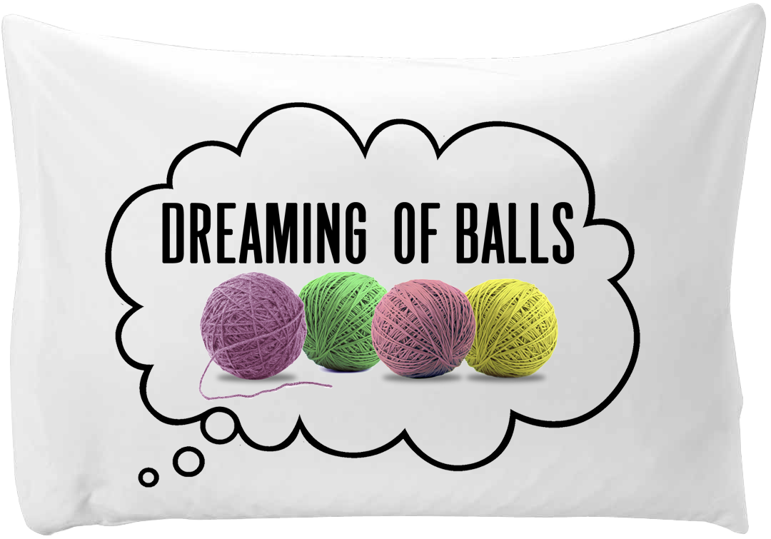 Dreaming of balls - hand printed pillow case