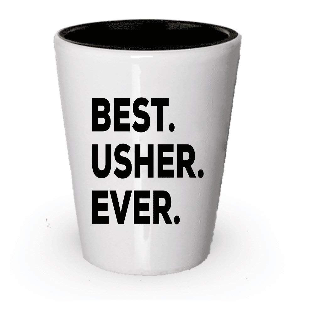 Usher Shot Glass - Best Usher Ever - Usher Gifts For Kids Church Wedding Men - Thank You - Inexpensive Under $20 Or Add To Gift Bag Basket Box Set - Funny Cool Novelty Idea (1)
