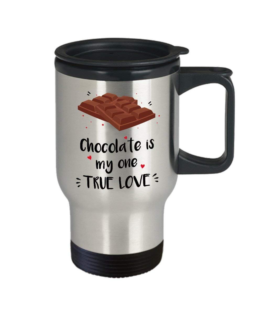 True Love Tazza da viaggio – Chocolate is my one True Love – Divertente tazza termica per tè caldo o caffè – novità compleanno Natale anniversario Gag regali