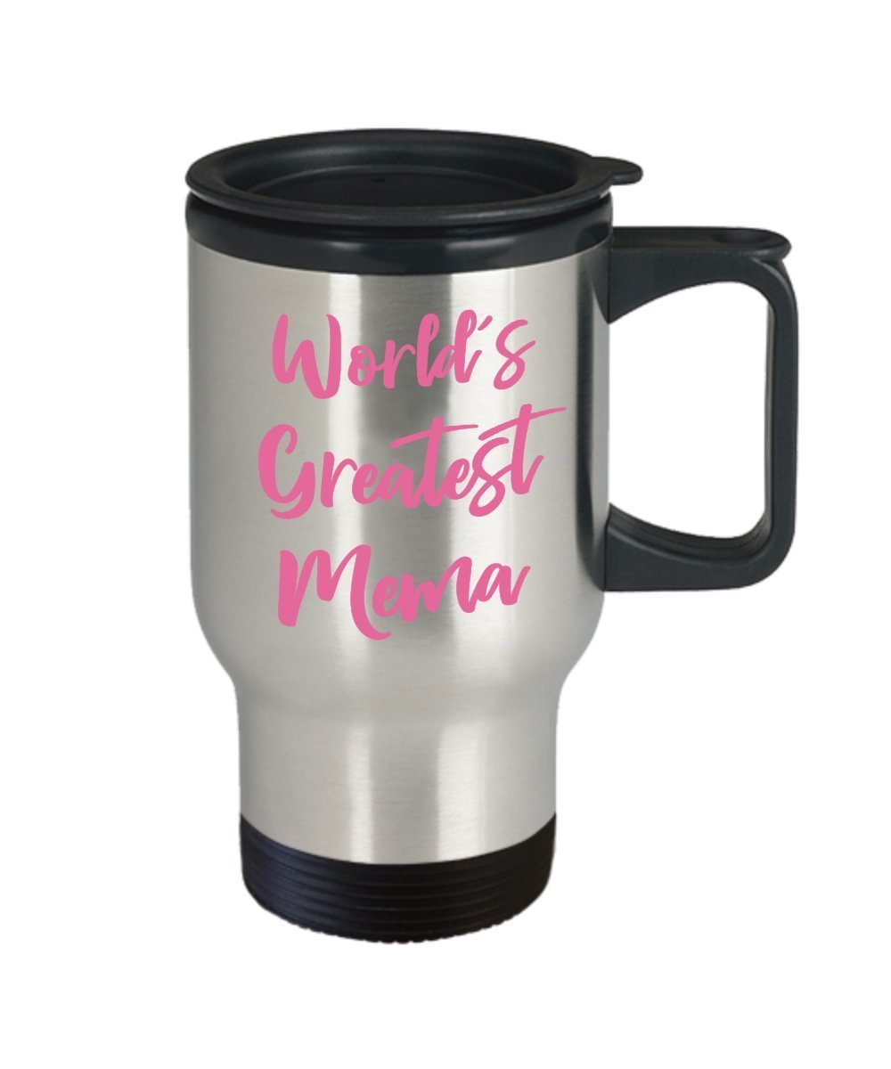 World’s Greatest Mema Travel Mug - Funny Tea Hot Cocoa Insulated Tumbler - Novelty Birthday Christmas Anniversary Gag Gifts Idea