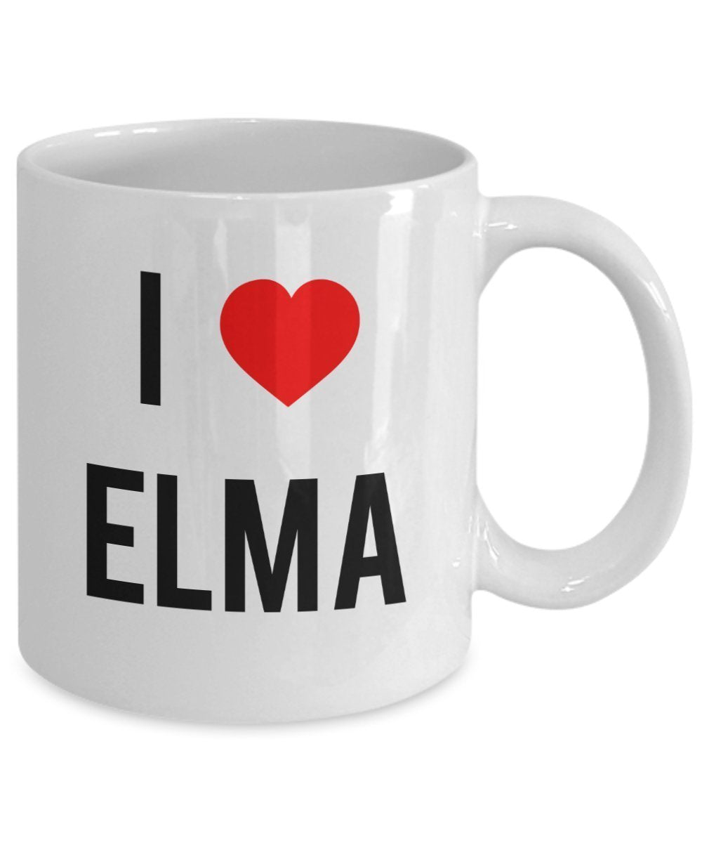 Tasse mit Aufschrift „I Love Elma“, lustig, für Tee/Kakao 15oz weiß