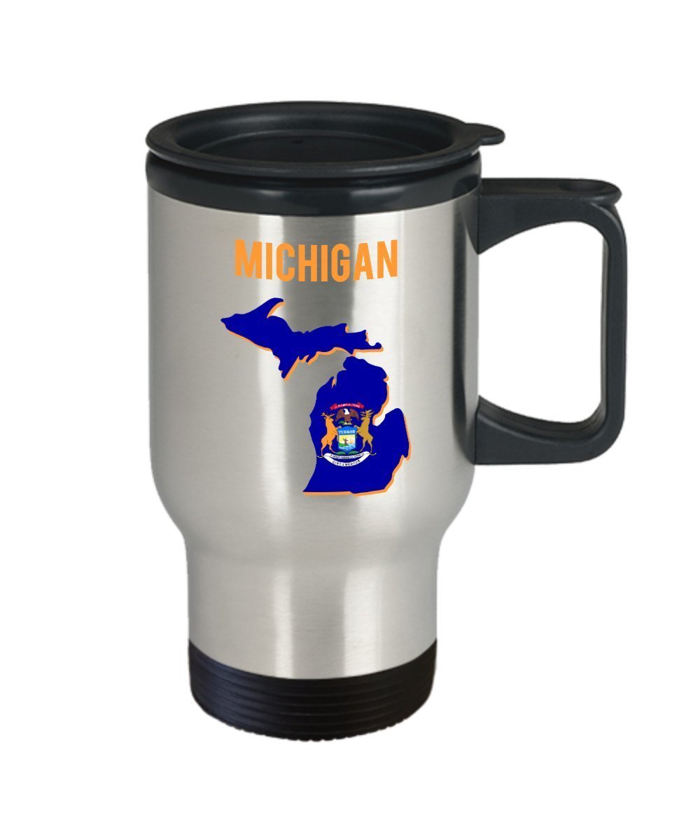 Michigan Travel Mug - Funny Coffee Insulated Tumbler - Novelty Birthday Christmas Anniversary Gag Gifts Idea