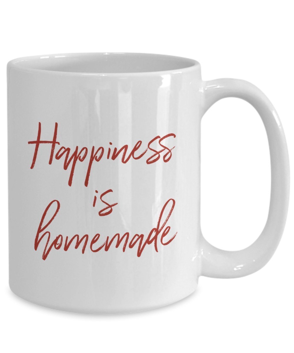 Happiness is Homemade Mug - Funny Tea Hot Cocoa Coffee Cup - Novelty Birthday Christmas Anniversary Gag Gifts Idea