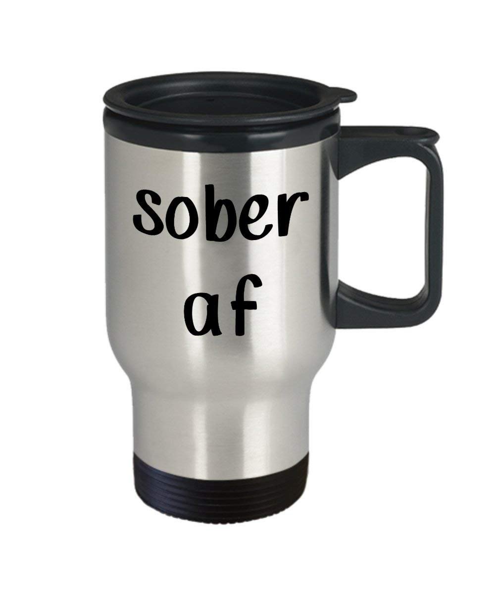 Sobrio AF – Tazza da viaggio sobrio AF 425,2 gram – Funny Tea Hot Cocoa caffè isolato tumbler – Novità idea regalo di compleanno