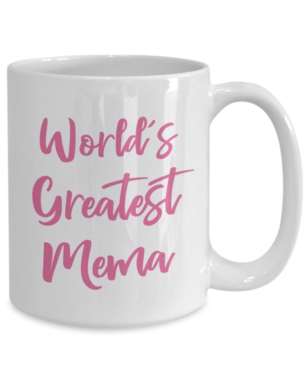 Tasse mit Aufschrift"World's Greatest Mema", lustige Teetasse für heiße Kakao, Kaffeetasse – Neuheit Geburtstag Weihnachten Jahrestag Gag Geschenkidee