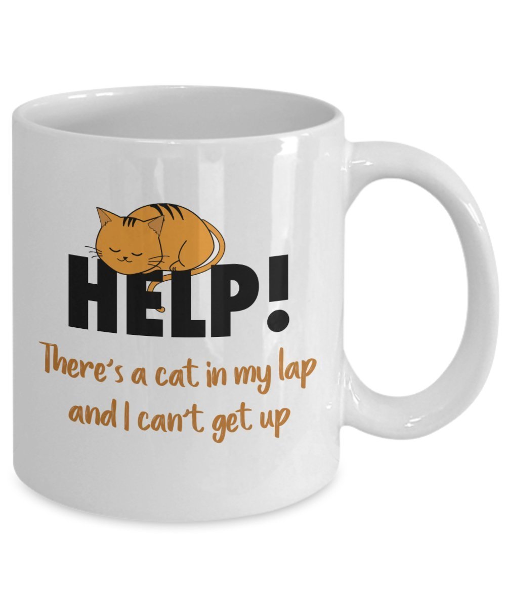 Cat Coffee Mug - Theres a cat in my lap, funnyy cat mug - Funny Tea Hot Cocoa Coffee Cup - Novelty Birthday Gift Idea