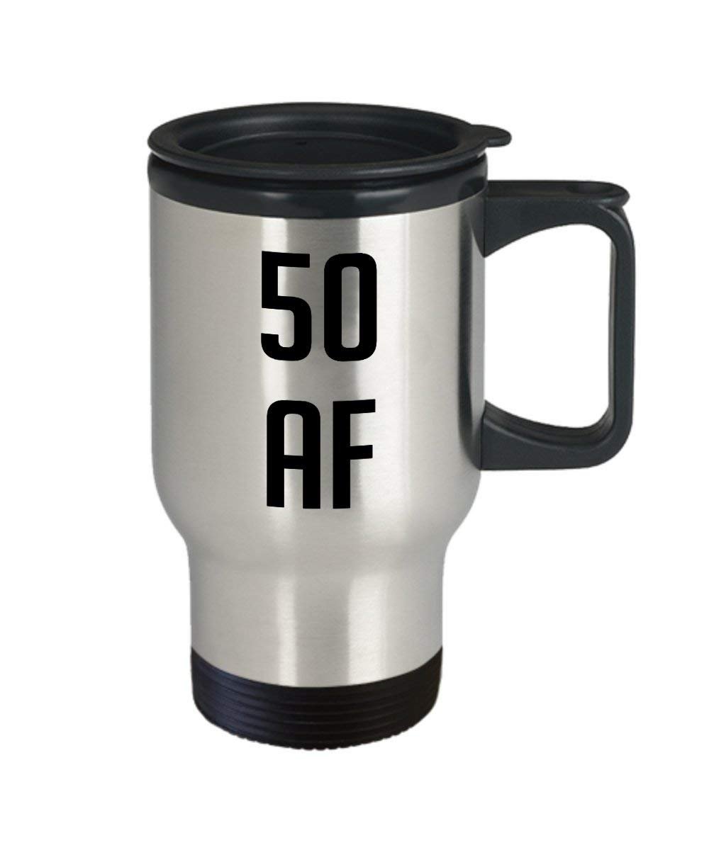 50 AF – Tazza da viaggio Funny Tea Hot Cocoa caffè isolato tumbler – Novità idea regalo per cinquantesimo compleanno