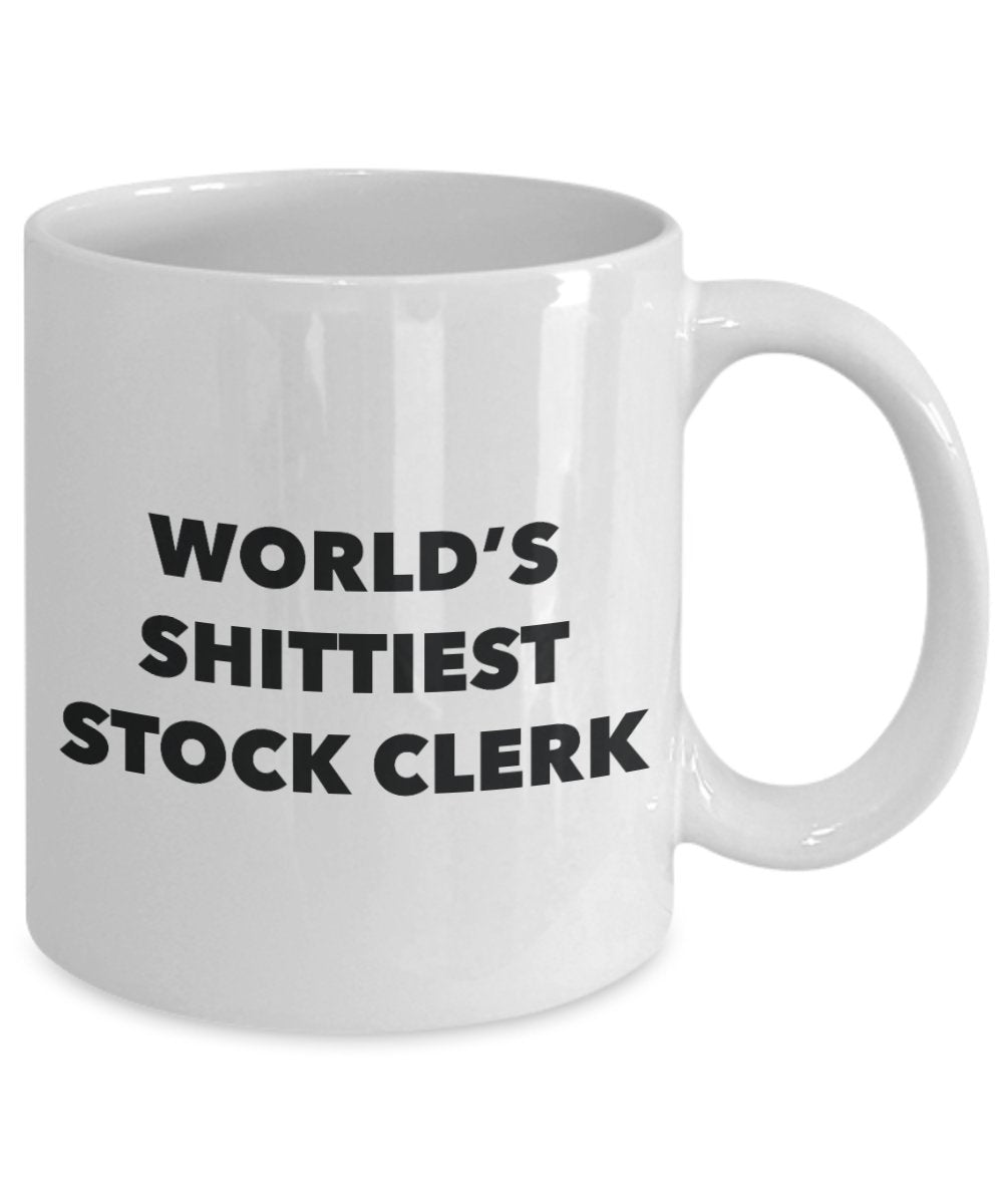 Kaffeetasse mit Aufschrift"Stock Clerk" – World's Shittiest Stock Clerk – Geschenke für Stock Clerk – Lustige Geschenkidee zum Geburtstag – kann in Geschenktüte aufgetragen werden