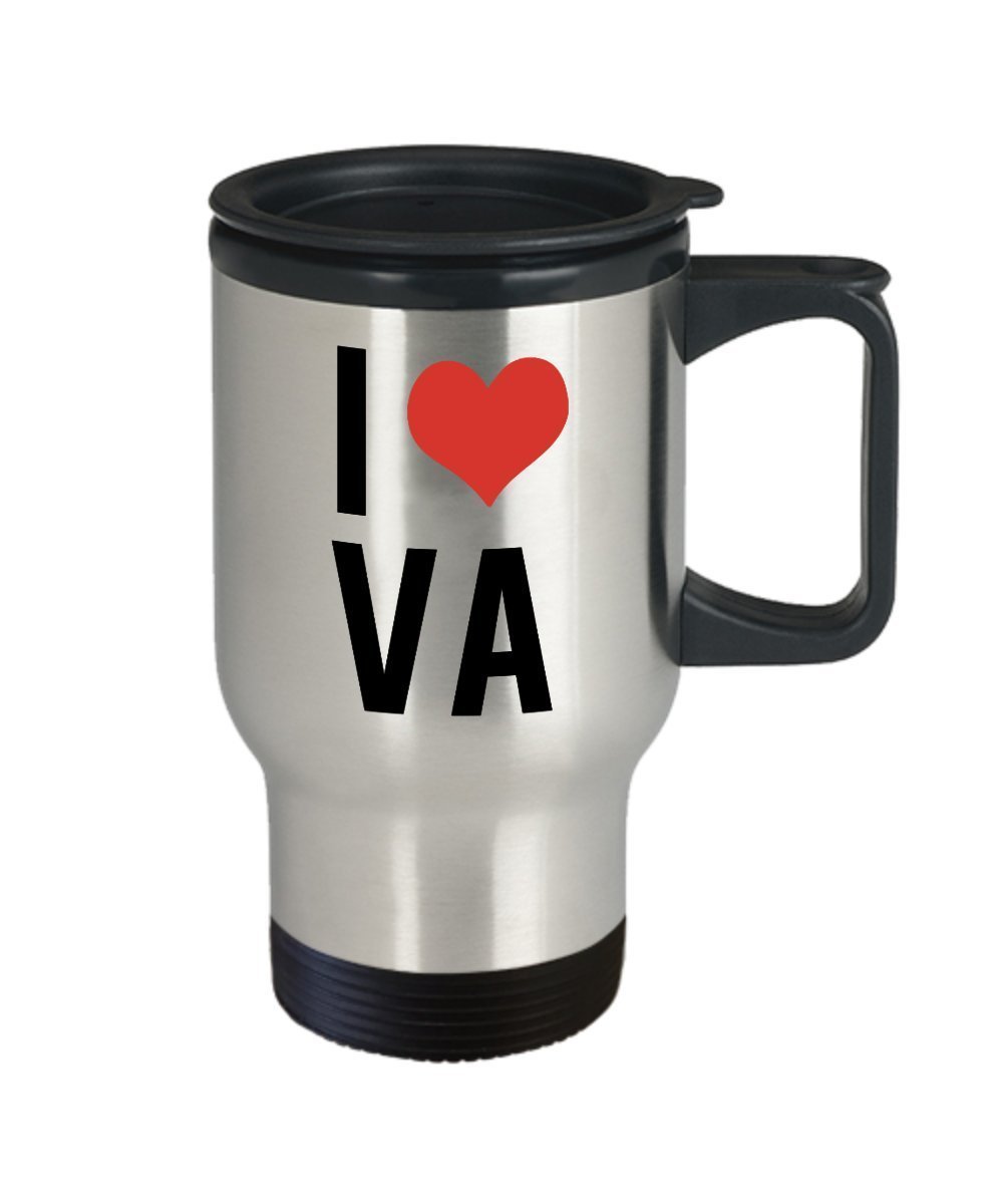 I Love VA Travel Mug - Funny Tea Cocoa Insulated Tumbler - Novelty Birthday Christmas Anniversary Gag Gifts Idea