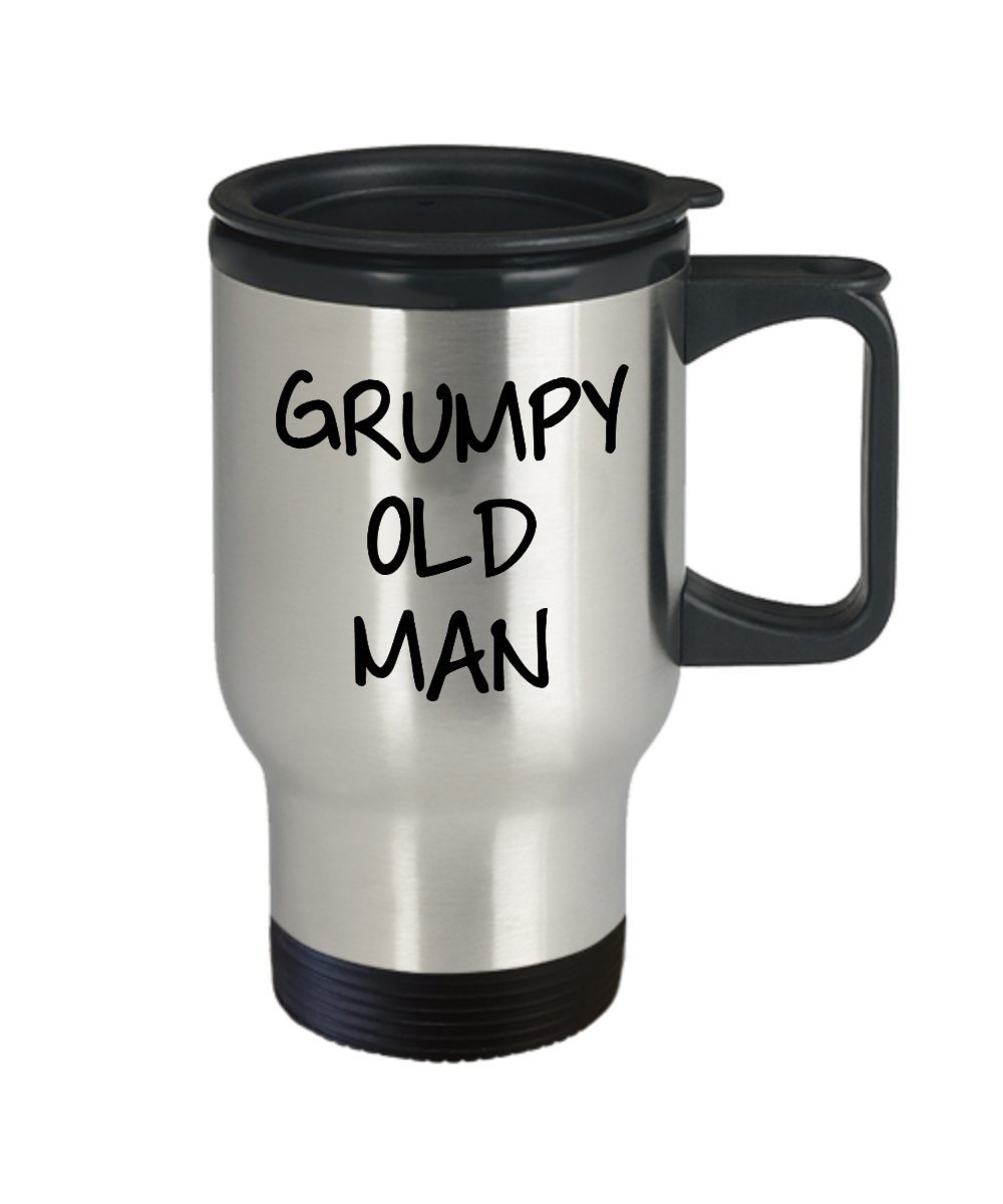 Grumpy Old Man Travel Mug - Funny Tea Hot Cocoa Insulated Tumbler Cup - Novelty Birthday Christmas Anniversary Gag Gifts Idea