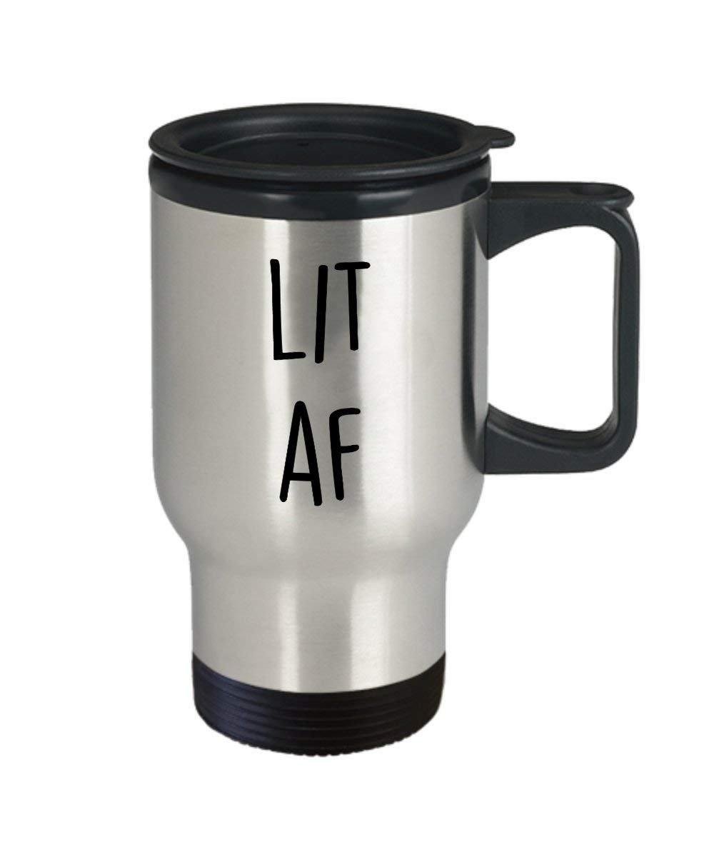 lit AF Travel mug – Funny Tea Hot Cocoa caffè isolato tumbler – Novità idea regalo di compleanno