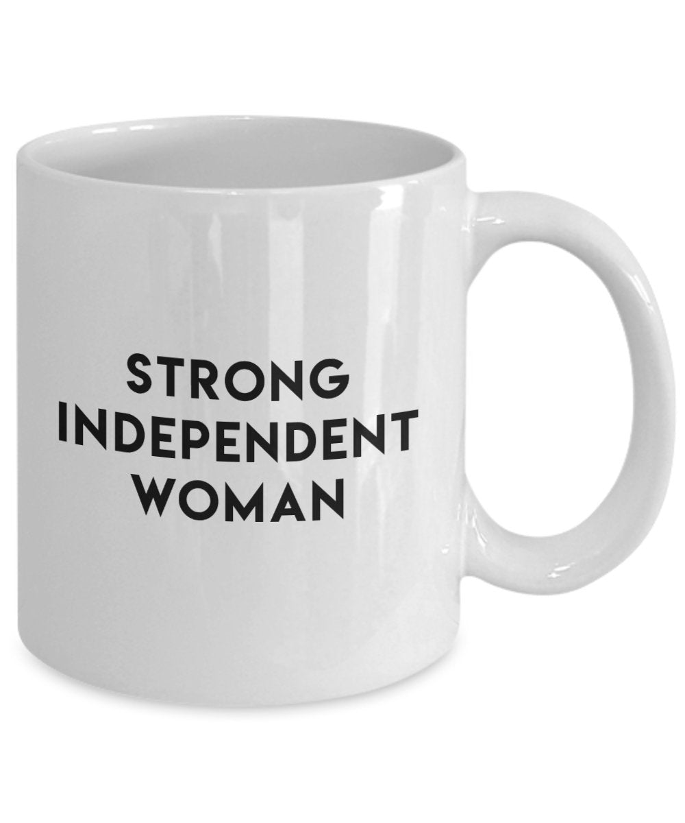 Kaffeebecher mit Aufschrift"Strong Independent Woman", lustig, Geschenkidee zum Geburtstag