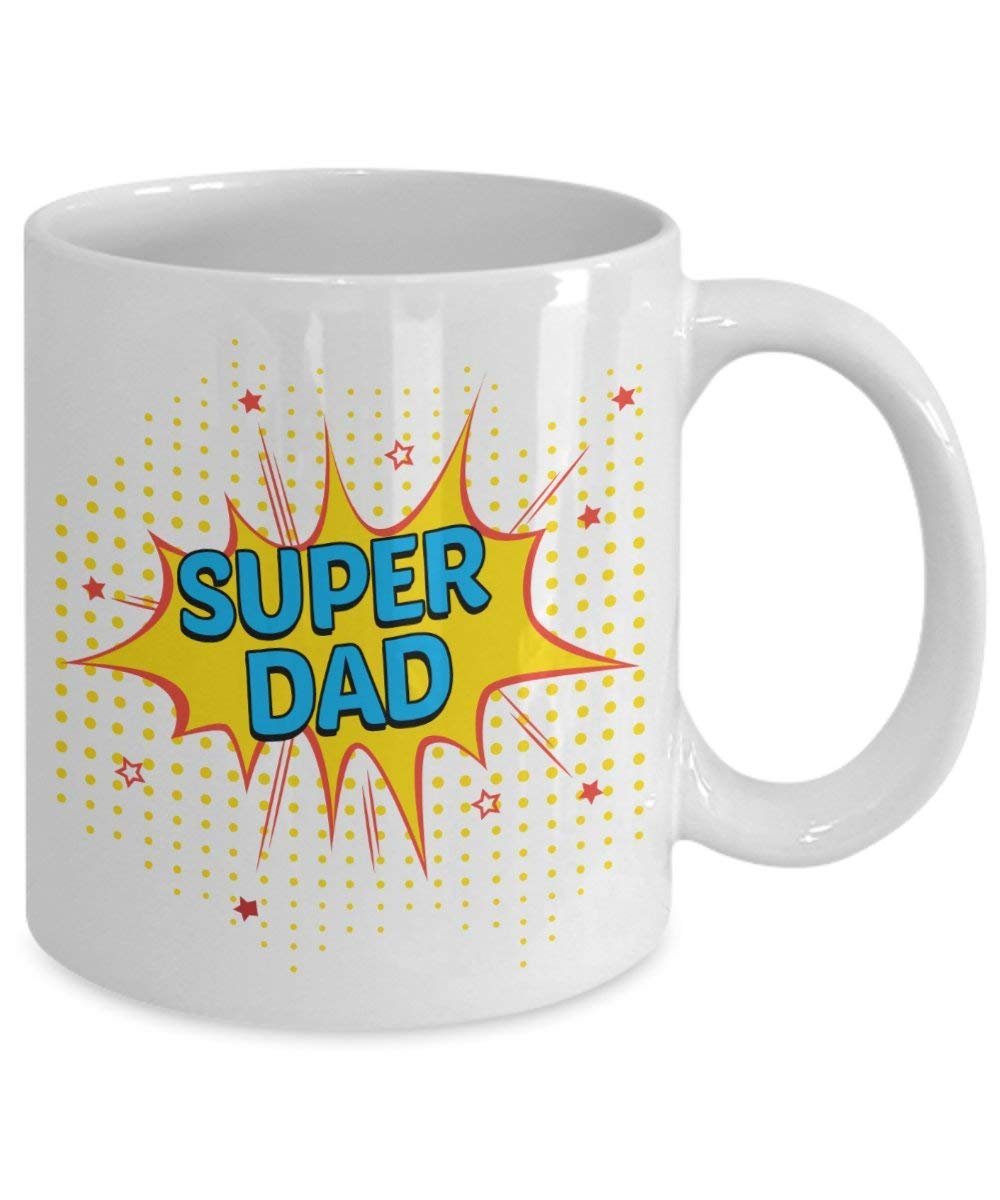 Kaffee Tassen, die sagen Super Dad – Funny Tee Hot Cocoa Kaffeetasse – Neuheit Geburtstag Weihnachten Jahrestag Gag Geschenke Idee