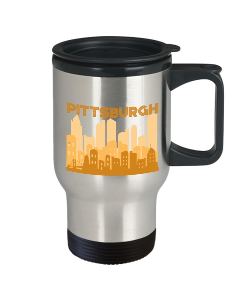 Pittsburgh City Coffee Travel Mug - Funny Tea Hot Cocoa Insulated Tumbler - Novelty Birthday Christmas Anniversary Gag Gifts Idea