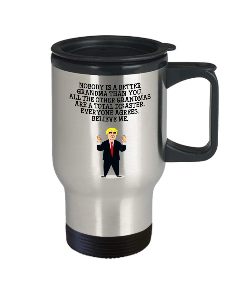 Funny Grandma Trump Head Travel Mug - Donald Trump Insulated Tumbler - Grandma Gifts Idea
