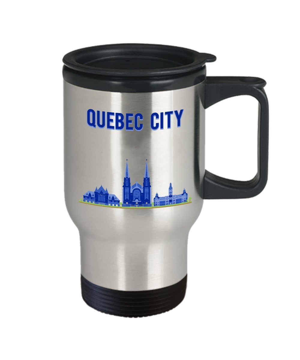 Quebec City Travel Mug - Funny Tea Hot Cocoa Insulated Tumbler - Novelty Birthday Christmas Anniversary Gag Gifts Idea