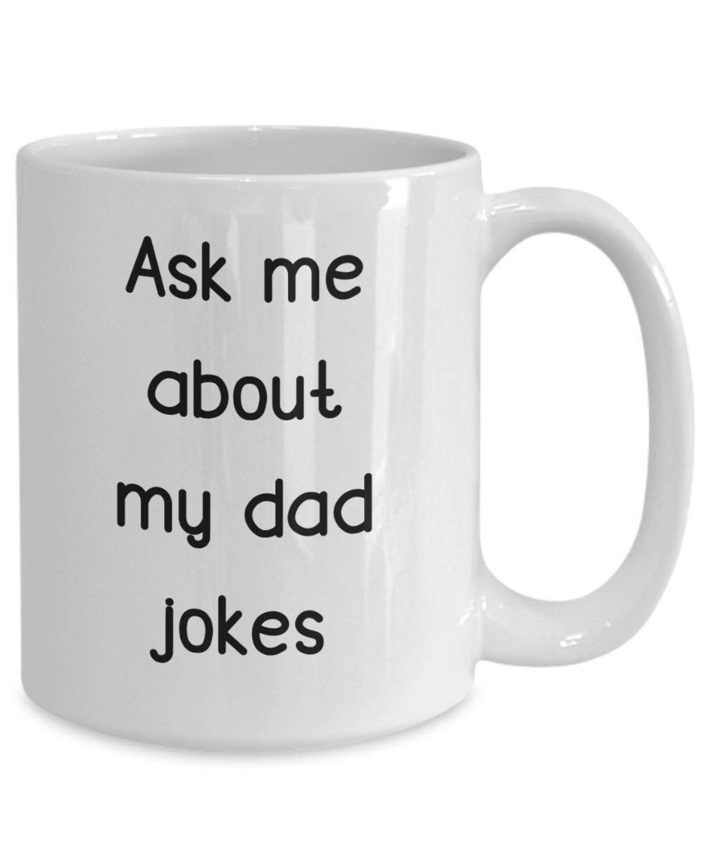 Ask me about my Dad Jokes Tasse – Funny Tee Hot Cocoa Kaffeetasse – Neuheit Geburtstag Weihnachten Jahrestag Gag Geschenke Idee