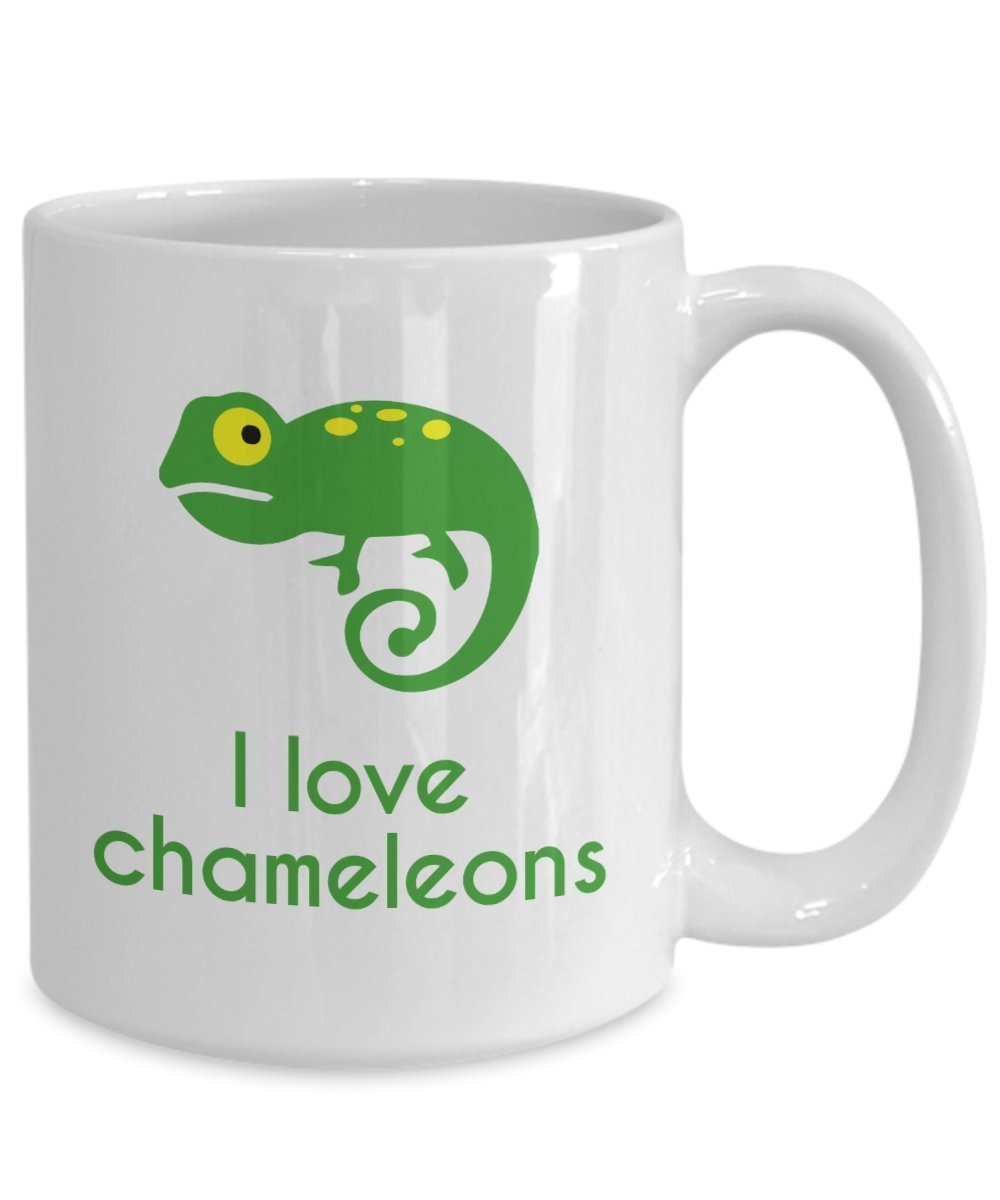 Kaffeetasse mit Aufschrift"I love Chameleon – Lustige Teetasse – Neuheit Geburtstag Geschenkidee 11oz weiß