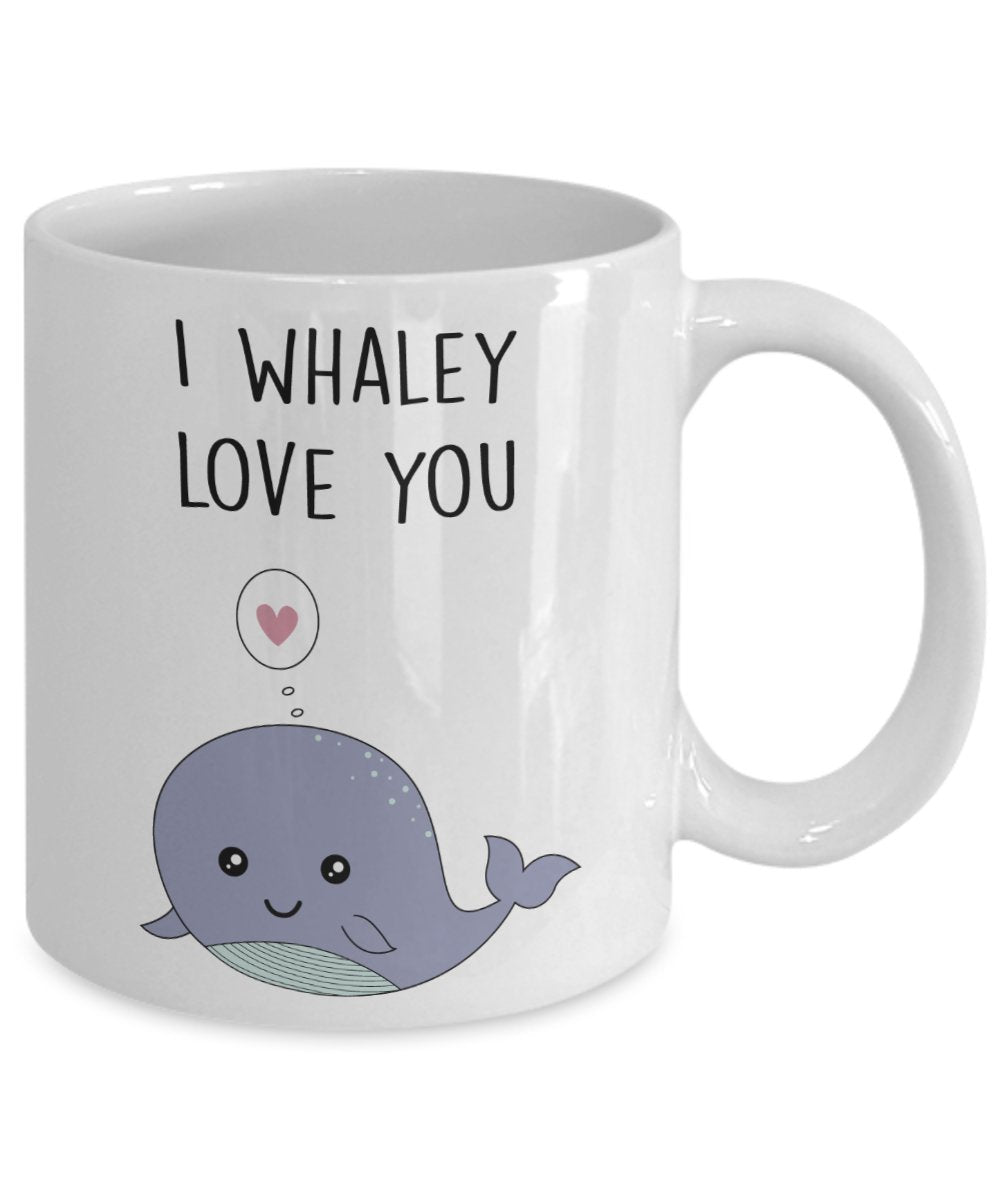 Whale Pun Mug - I Whaley Love You - Funny Tea Hot Cocoa Coffee Cup - Novelty Birthday Christmas Anniversary Gag Gifts Idea