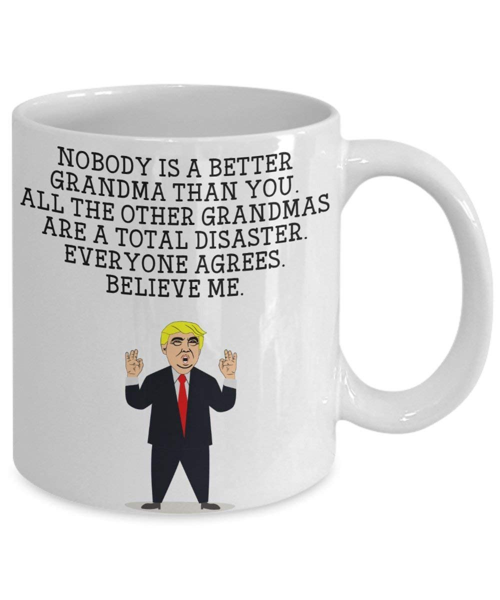 Funny grandmatrump Head Becher – Donald Trump Kaffeetasse – Neuheit Geschenkidee Oma Gag Idee Präsident