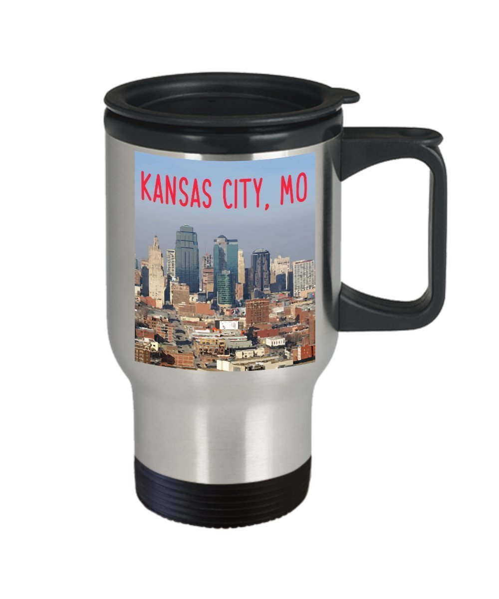 Kansas City Travel Mug - Kansas City, Mo - Funny Tea Hot Cocoa Coffee Insulated Tumbler - Novelty Birthday Christmas Anniversary Gag Gifts Idea