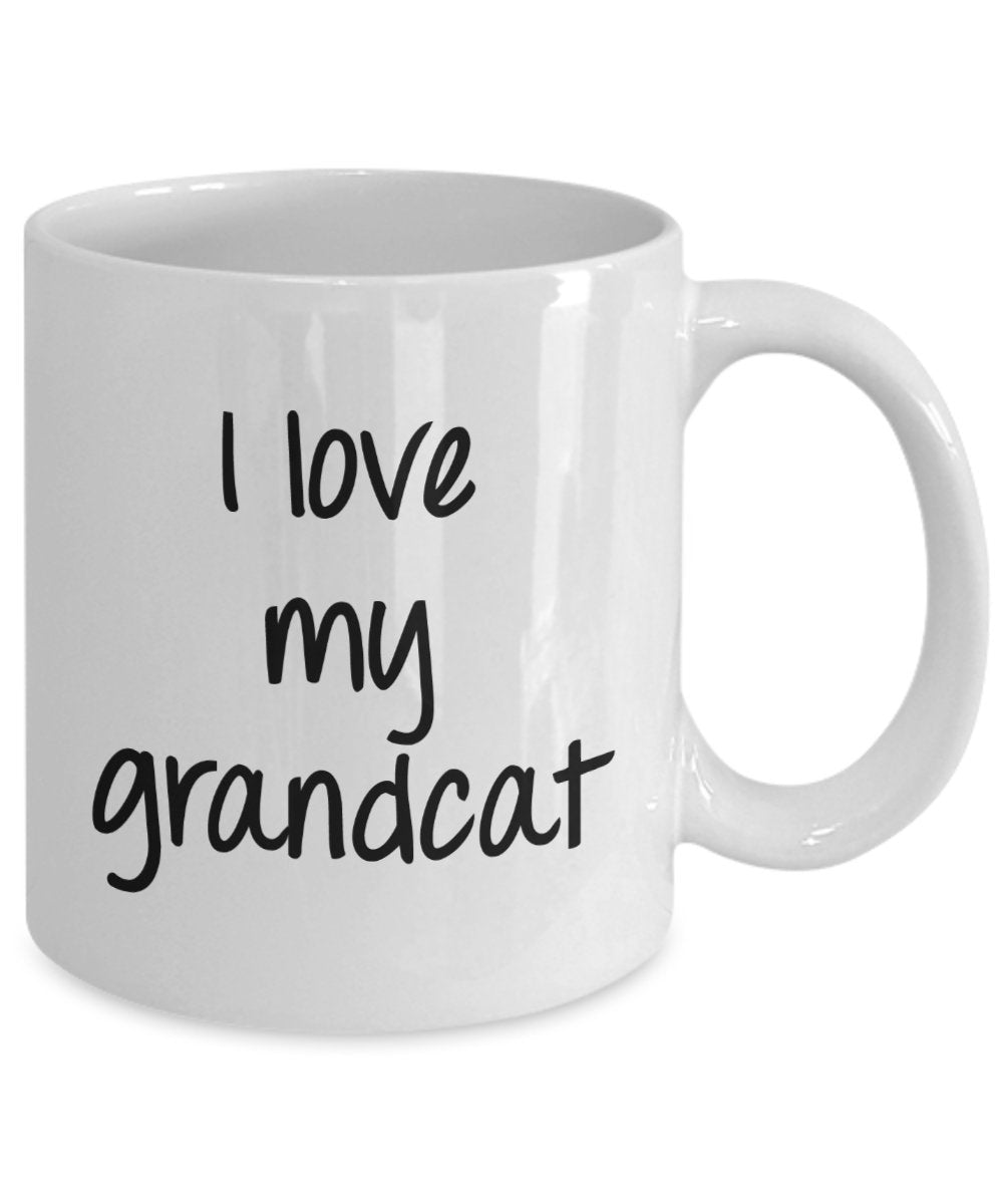 Tasse mit Aufschrift"I love my Grandcat", lustige Kaffeetasse