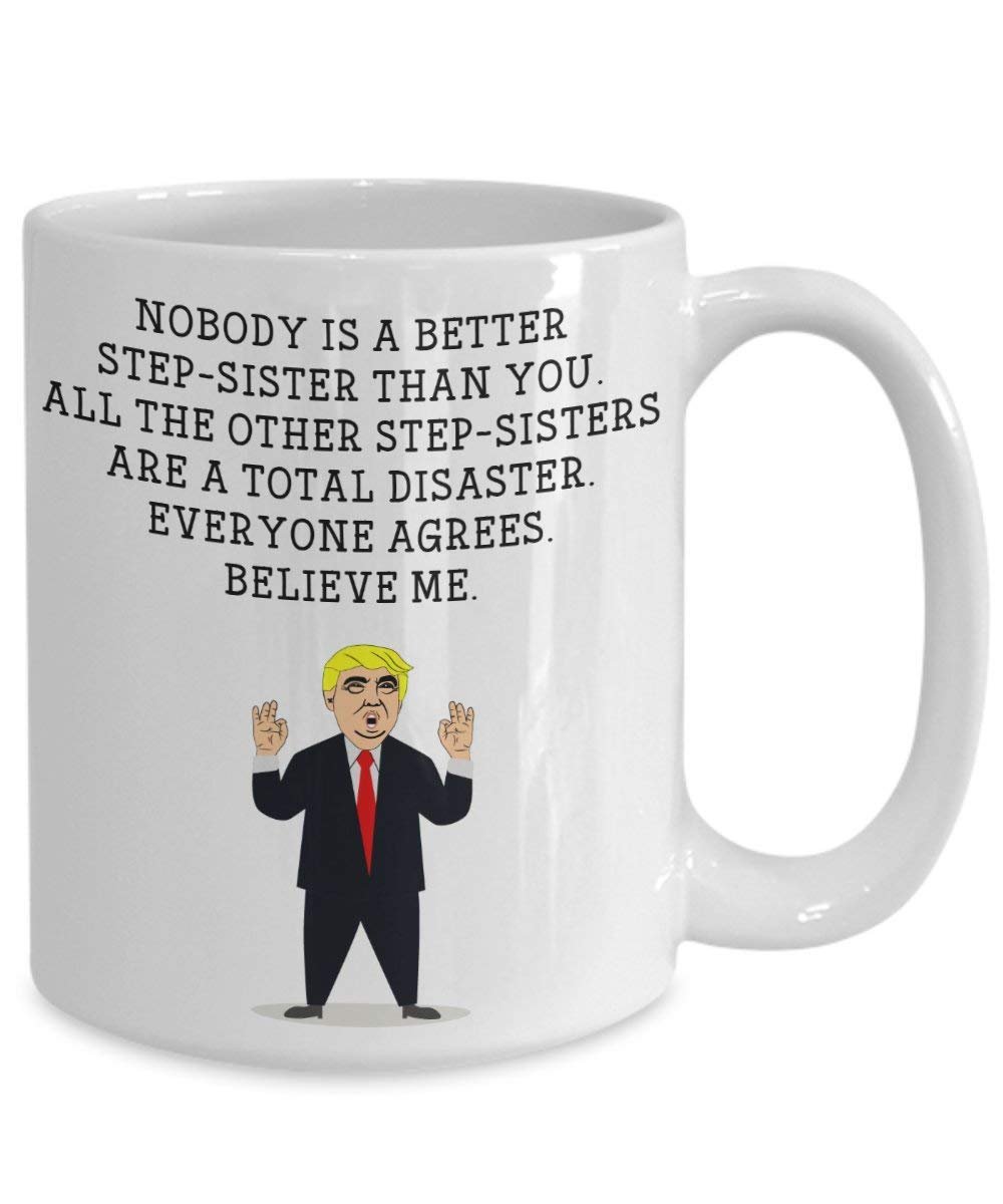 Funny Stepsister Trump Head Becher – Donald Trump Kaffeetasse – Neuheit Geschenkidee Stepsister Gag Idee Präsident