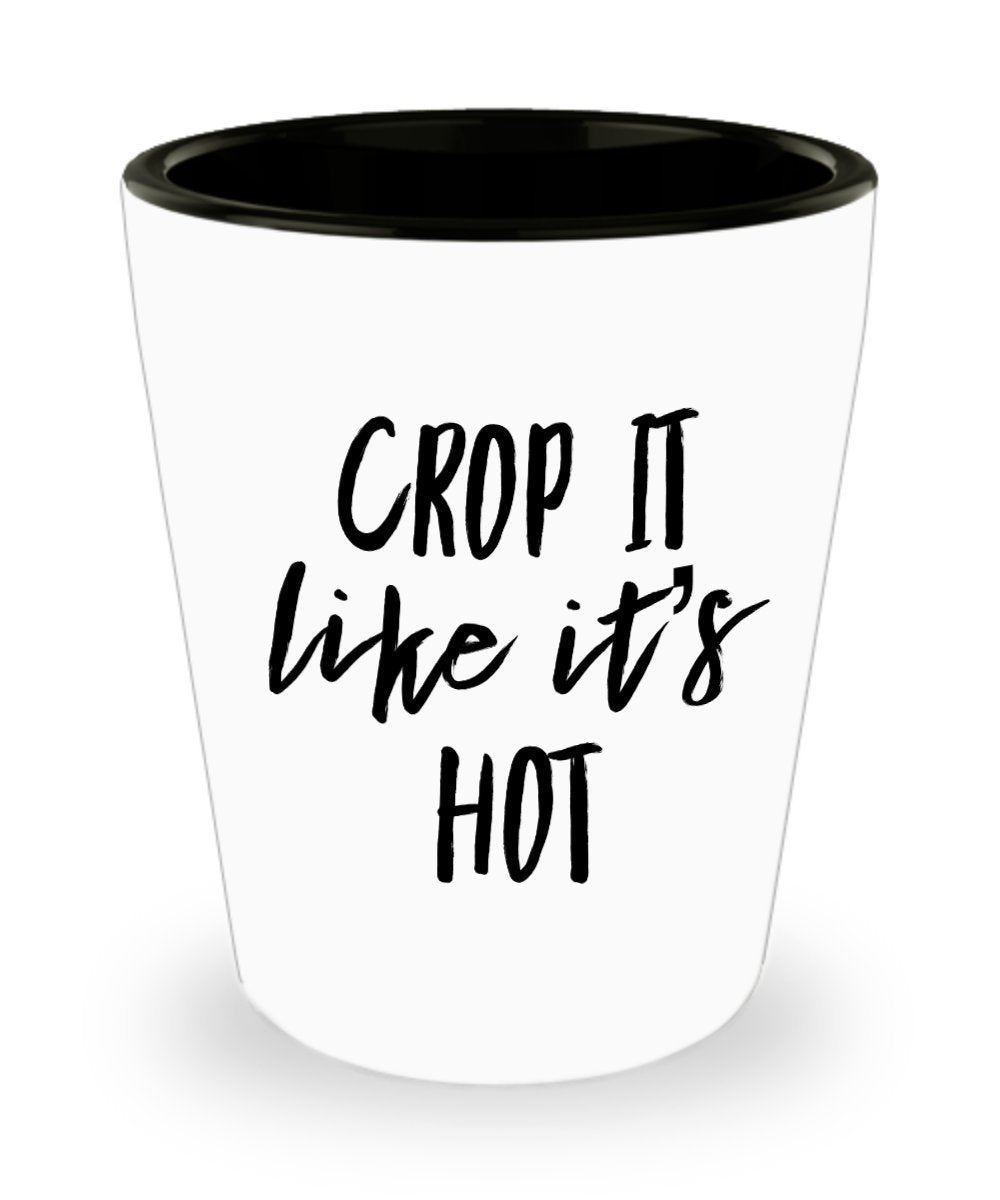 Crop it like its hot Shot glass- funny gifts for photographers graphic designers editors digital workers