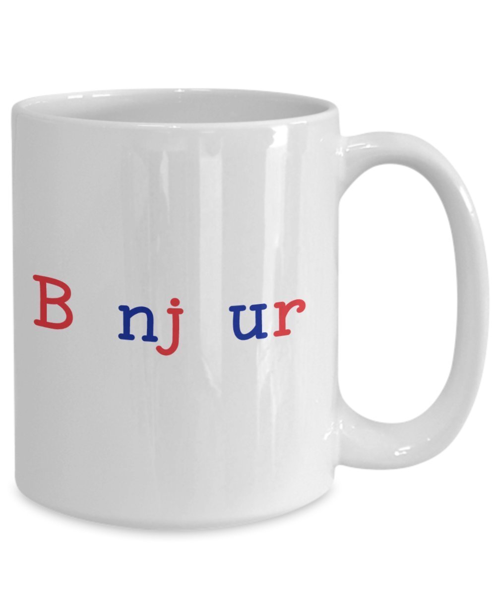 Bonjour Coffee Mug - Funny Tea Hot Cocoa Cup - Novelty Birthday Christmas Anniversary Gag Gifts Idea