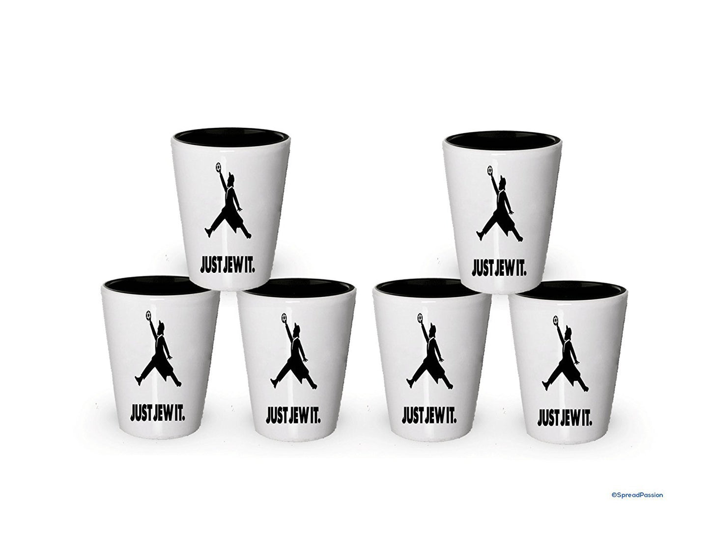 Semplicemente Ebreo shot glass- Funny Gifts For Jewish people White Exterior and Black Interior