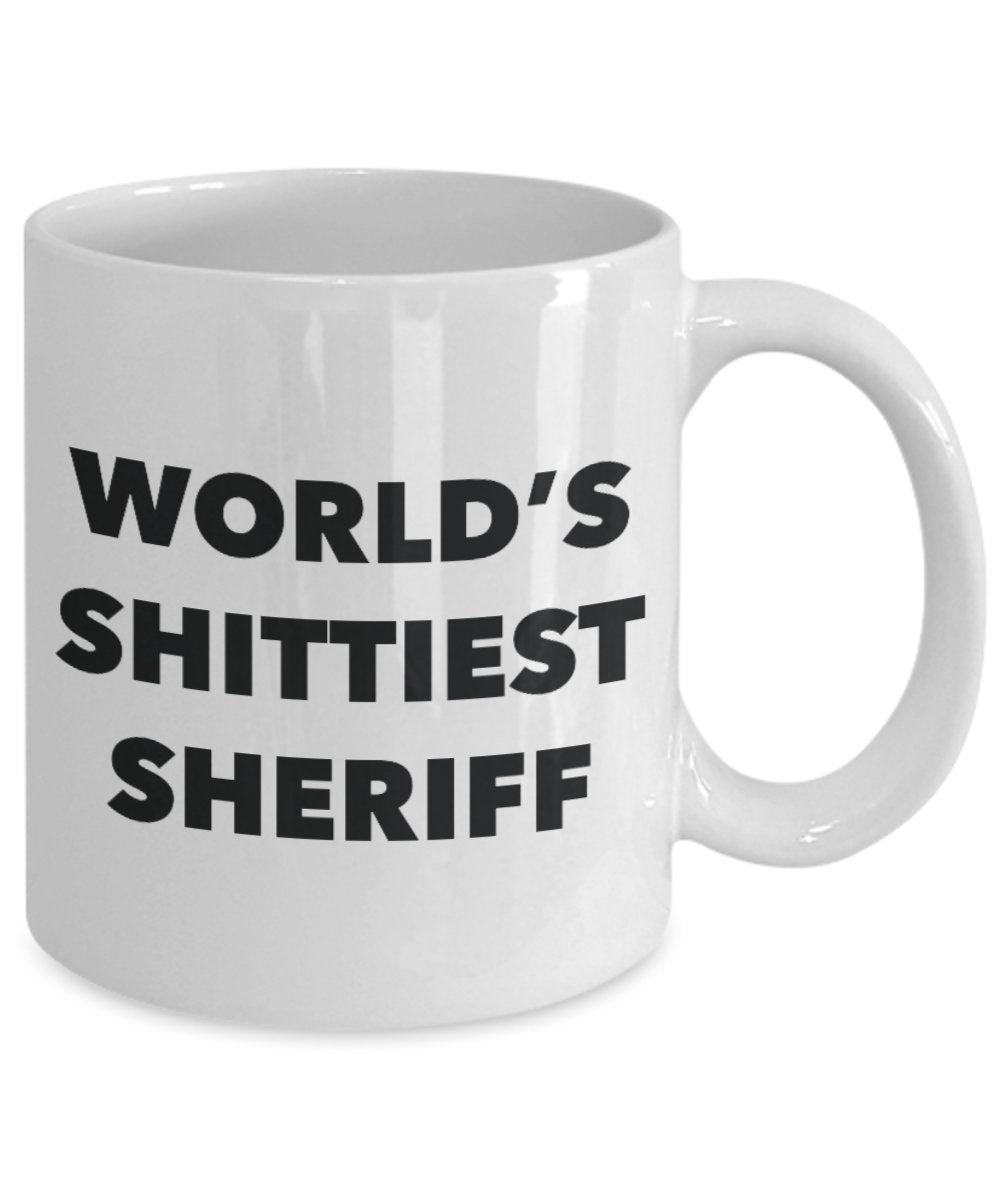 Sheriff Kaffeetasse – World's Shittiest Sheriff – Geschenke für Sheriff – lustige Geschenkidee zum Geburtstag – kann in Geschenktüten-Korb Box S