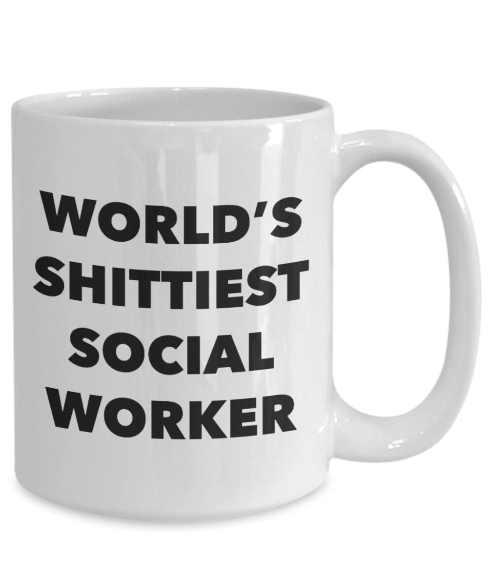 Social Worker Coffee Mug - World's Shittiest Social Worker - Gifts for Social Worker - Funny Novelty Birthday Present Idea