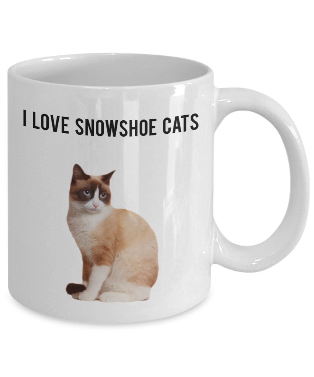 Snowshoe Cat Mug - I love Snowshoe - Funny Tea Hot Cocoa Coffee Cup - Novelty Birthday Christmas Gag Gifts Idea