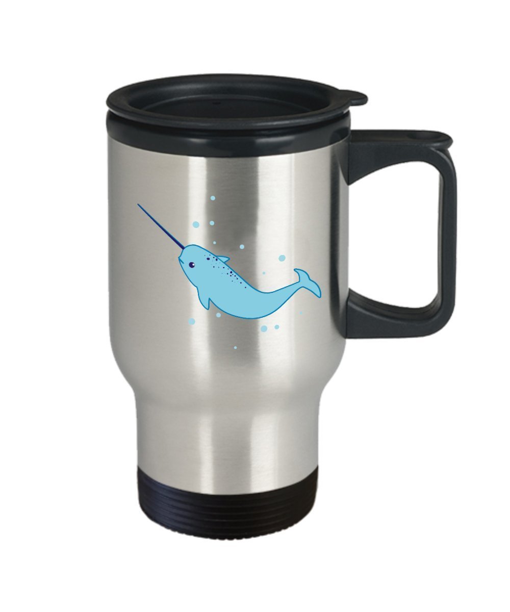 Narwhal Travel Mug - Funny Tea Hot Insulated Tumbler - Novelty Birthday Christmas Anniversary Gag Gifts Idea