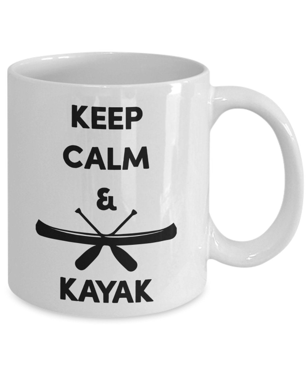 Kayak Mug - Keep Calm & Kayak - Funny Tea Hot Cocoa Coffee Cup - Novelty Birthday Christmas Anniversary Gag Gifts Idea