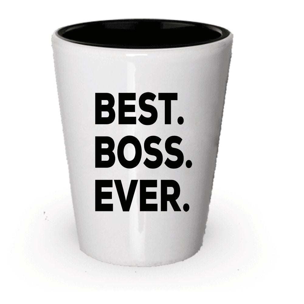 BOSS Geschenk – BEST Boss Ever Shot Glas für Frauen Herren – wertsteigerung Geschenke – Geburtstag – In Tasche Korb-Set Wir Schätzen Sie Ideen – Gag Bosses Tag Funny weiblich männlich Schreibtisch Förderung Goodbye