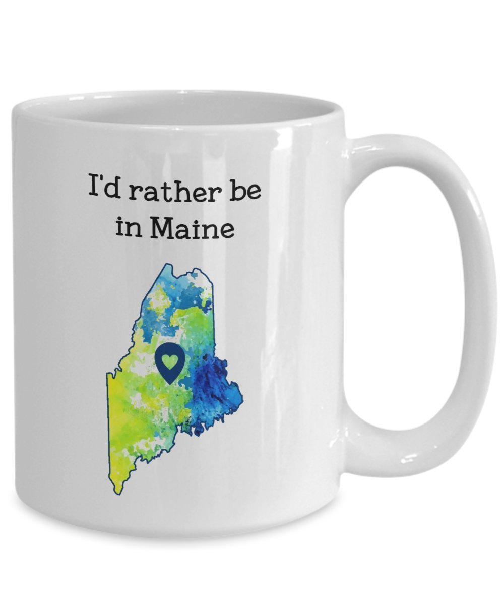 Tazza divertente con scritta “I'd Rather Be in Maine” (lingua italiana non garantita) 11oz Infradito colorati estivi, con finte perline