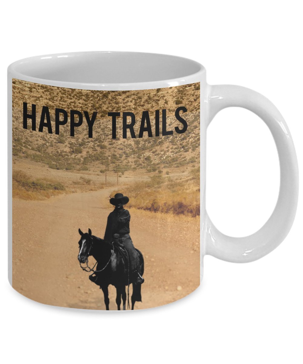 Happy Trails Tasse – Lustige Teetasse für heiße Kakao, Kaffeetasse – Neuheit Geburtstag Weihnachten Jahrestag Gag Geschenkidee