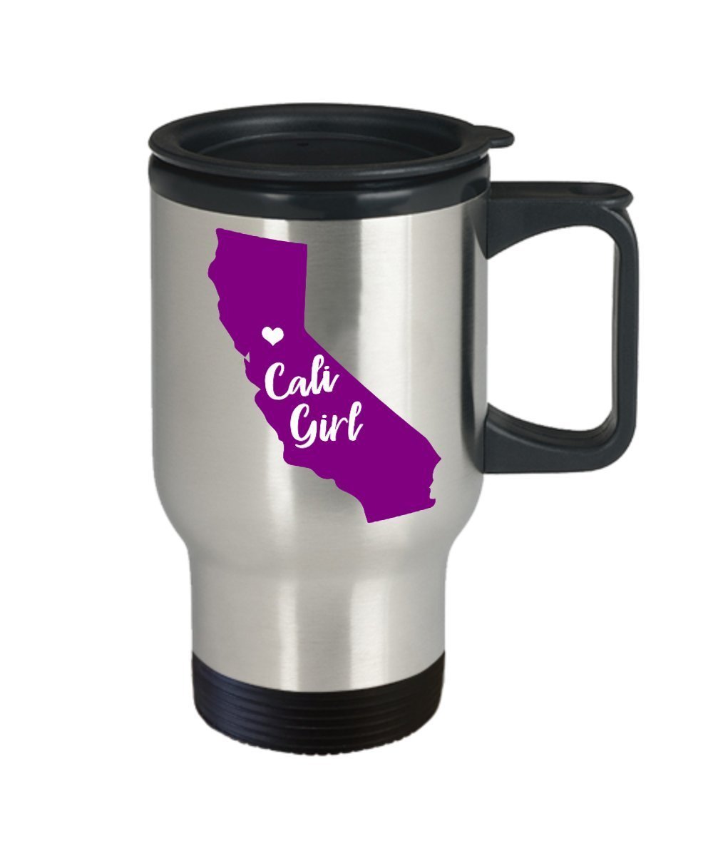 Cali Girl Travel Mug - Funny Tea Hot Cocoa Coffee Cup - Novelty Birthday Christmas Anniversary Gag Gifts Idea