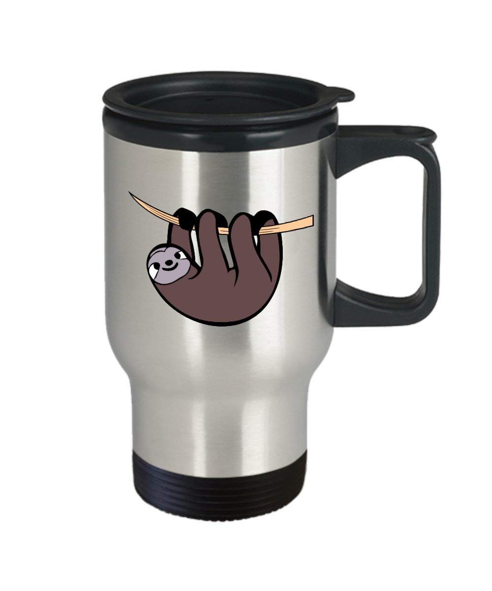 Tazza da viaggio con scritta in lingua inglese “Sloth Travel Mug”, divertente idea regalo per compleanno