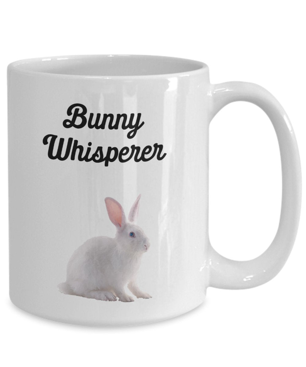 Mug humoristique en forme de lapin Whisperer - Tasse à café - Idée cadeau d'anniversaire de Noël 11oz blanc