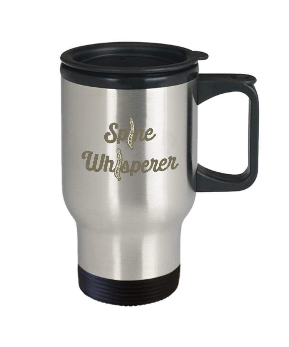 Dos Whisperer Mug de voyage – La Colonne vertébrale Whisperer Mug rigolo – Thé chaud Cacao Café isotherme Gobelet – Fantaisie anniversaire Idée de Gag cadeaux de Noël