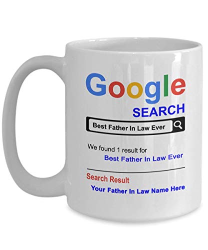 Personalized Father In Law Mug - Best Father In Law Ever Coffee Cup - Personalized Father's day Gifts - Gift for Father In Law - Thank you gifts for Christmas Birthday