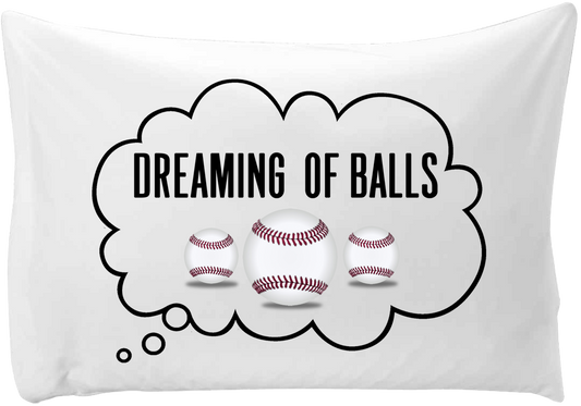 Dreaming of (base) balls - hand printed pillow case