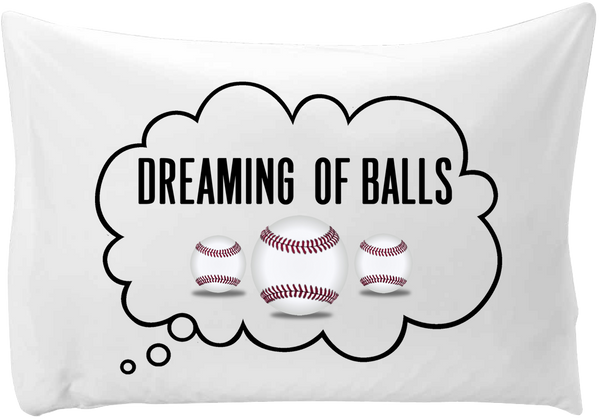 Dreaming of (base) balls - hand printed pillow case