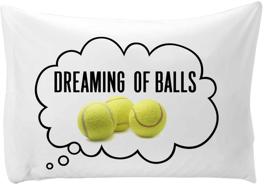 Dreaming of (tennis) balls - hand printed pillow case